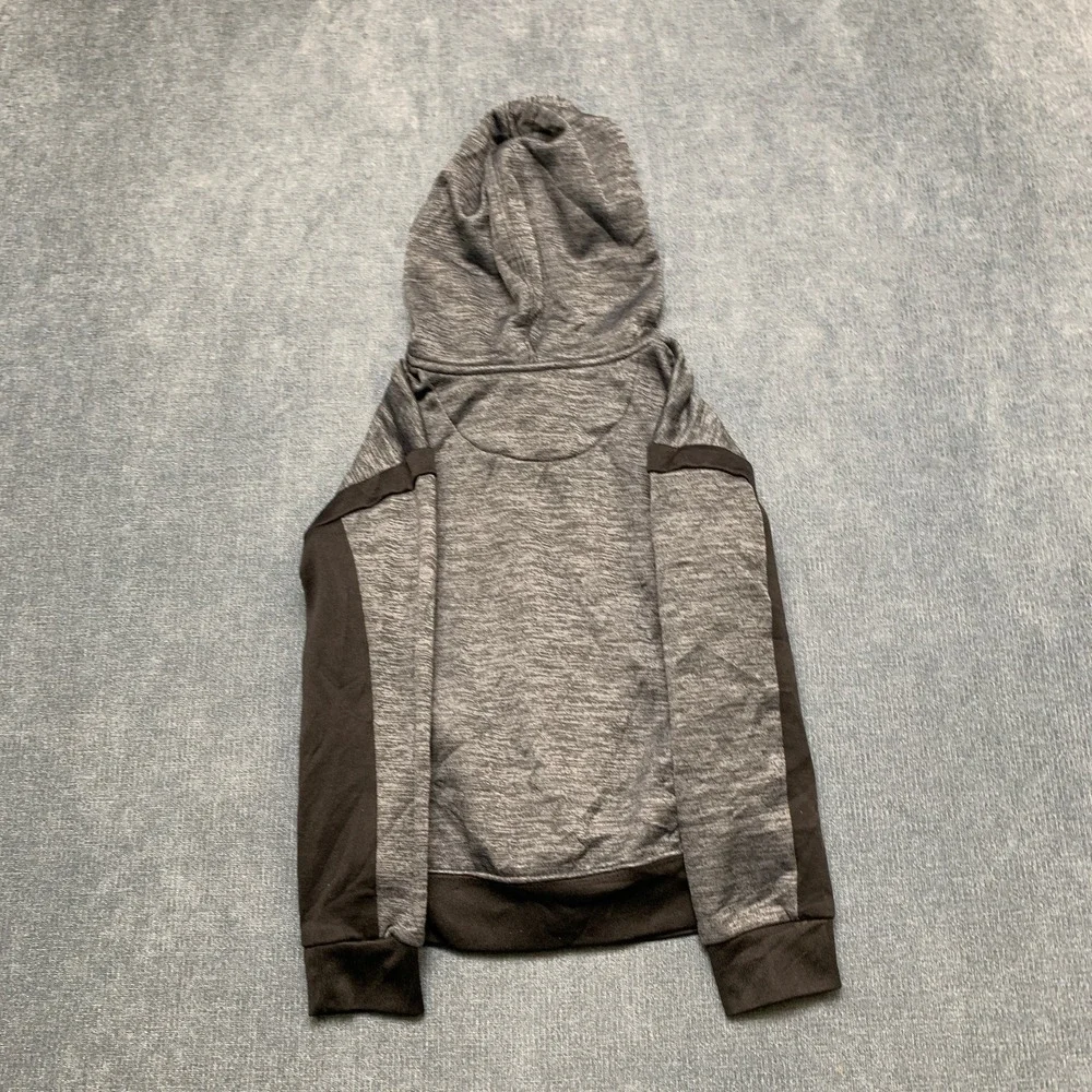 Nike Therma Fit Hoodie Boys 4T Heather Gray Black Swoosh Logo Athletic Full Zip